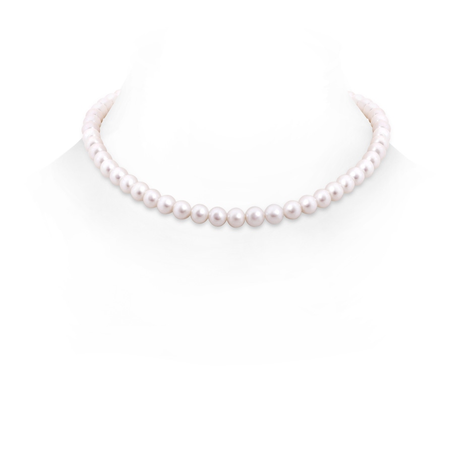 6.5-7mm Corrugated Ball 16" Freshwater Pearl Choker Strand in White Gold 