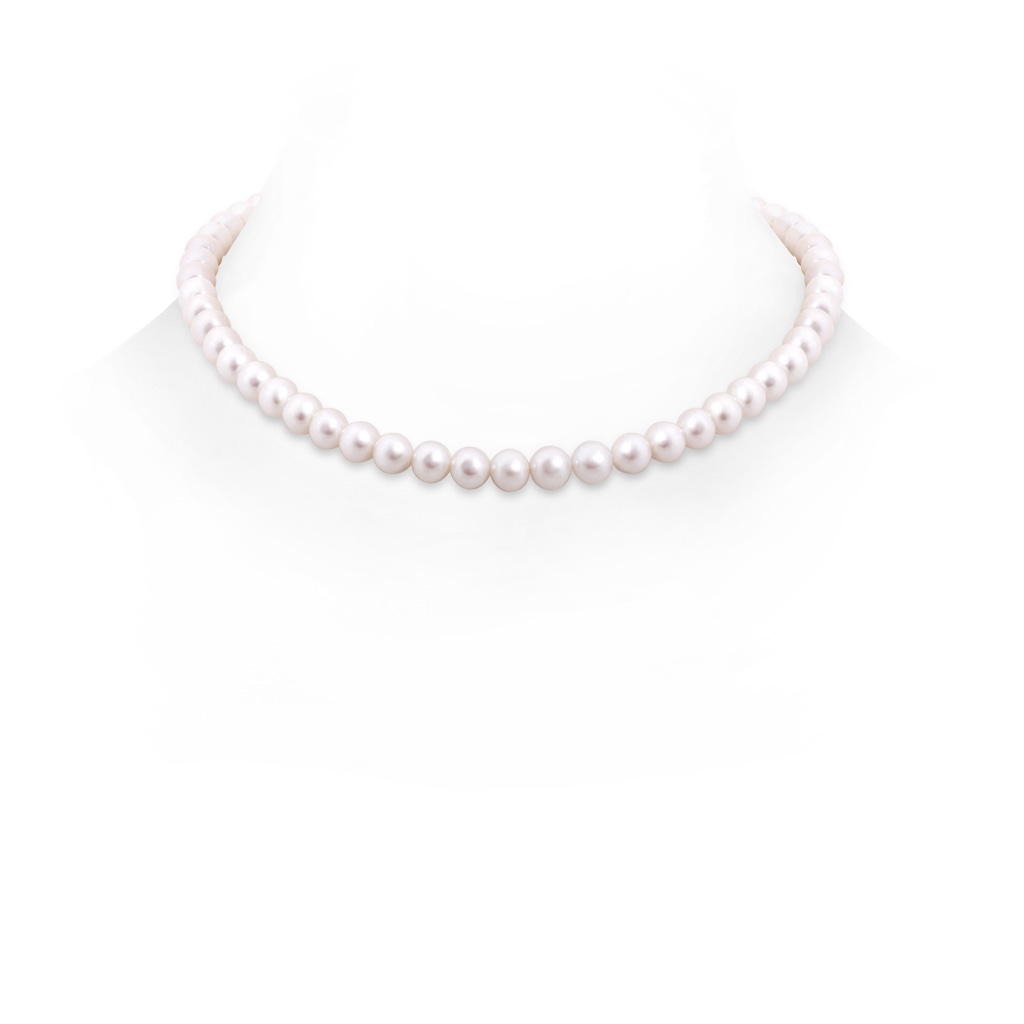 6.5-7mm Semi Frosted Diamond Clasp 16" Freshwater Pearl Choker Strand in White Gold