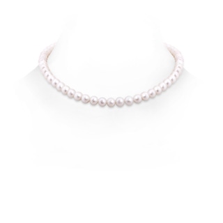 6.5-7mm Semi Frosted Diamond Clasp 16" Freshwater Pearl Choker Strand in White Gold