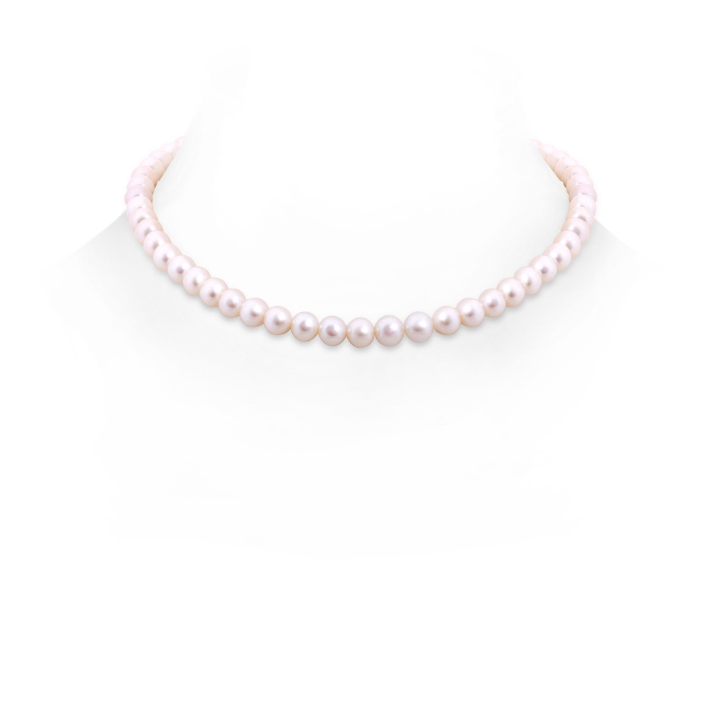 6.5-7mm Semi Frosted Diamond Clasp 16" Freshwater Pearl Choker Strand in Yellow Gold