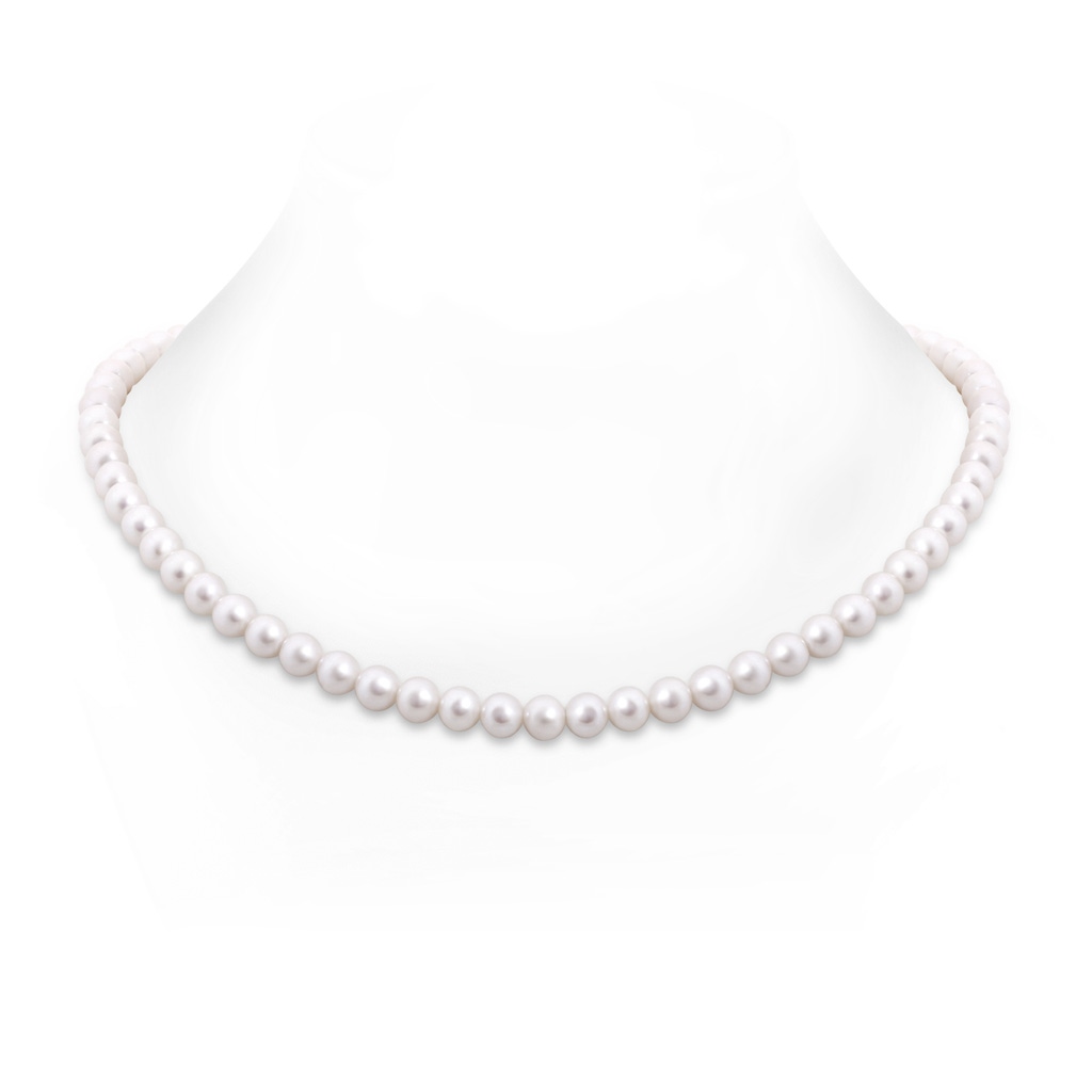 6.5-7mm Semi Frosted Diamond Clasp 22" Freshwater Pearl Matinee Strand in White Gold 