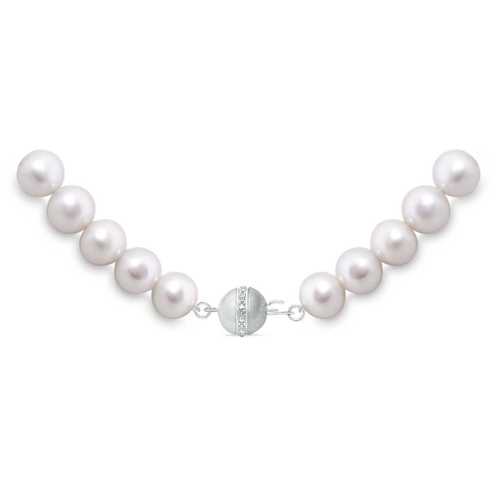 6.5-7mm Semi Frosted Diamond Clasp 22" Freshwater Pearl Matinee Strand in White Gold Product Image