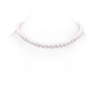 7-7.5mm Single Row Bow 16" Freshwater Cultured Pearl Single Line Choker Necklace in White Gold