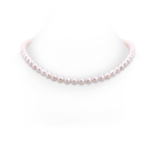 7-7.5mm Ball Clasp 18" Freshwater Cultured Pearl Single Line Princess Necklace in White Gold