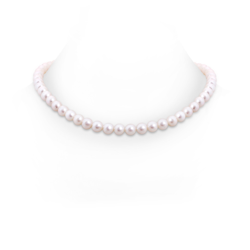 7-7.5mm Single Row Bow 18" Freshwater Cultured Pearl Single Line Princess Necklace in White Gold 