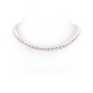 7-7.5mm Single Row Bow 18" Freshwater Cultured Pearl Single Line Princess Necklace in White Gold