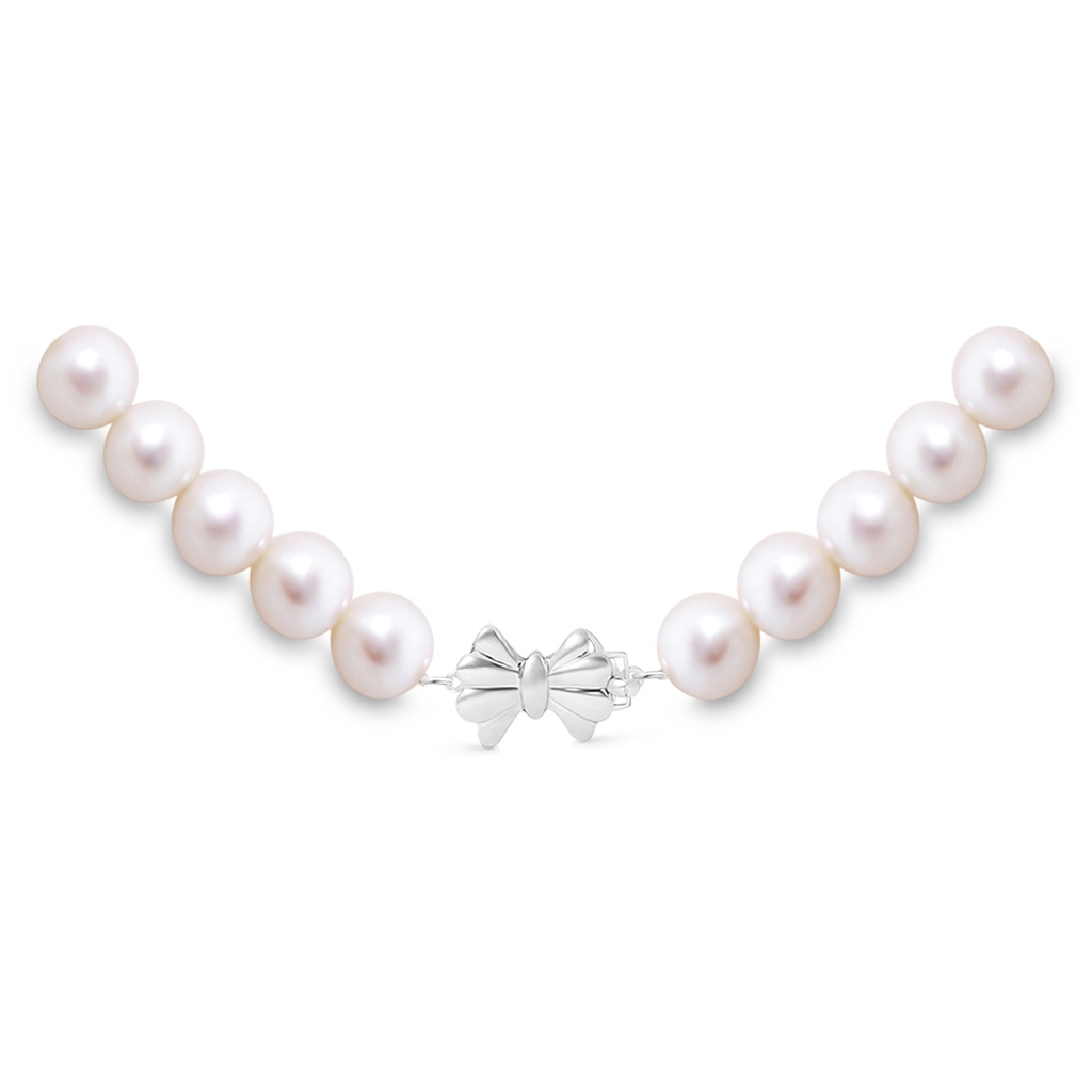 7-7.5mm Single Row Bow 18" Freshwater Cultured Pearl Single Line Princess Necklace in White Gold Product Image