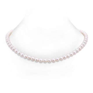 7-7.5mm Ball Clasp 22" Freshwater Cultured Pearl Single Line Matinee Necklace in White Gold