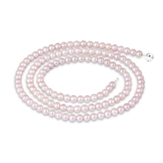 Ball Clasp 7-7.5mm 40" Freshwater Cultured Pearl Single Line Rope Necklace in White Gold