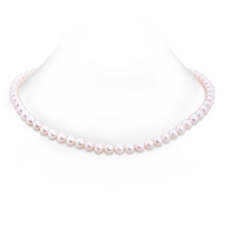 7.5-8mm Semi Frosted Diamond Clasp 22" Freshwater Cultured Pearl Single Line Matinee Strand in White Gold