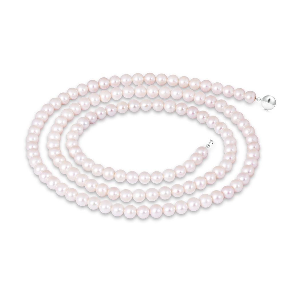 7.5-8mm Ball Clasp 30" Freshwater Pearl Single Line Opera Strand in White Gold
