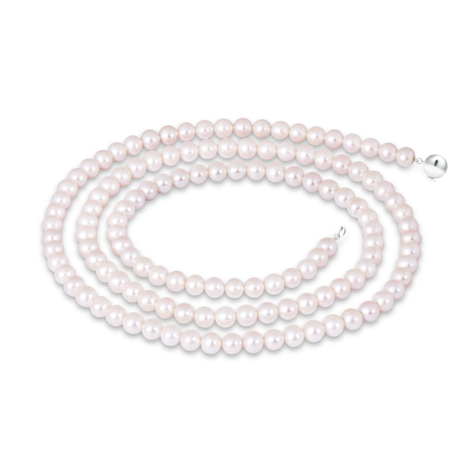 7.5-8mm Ball Clasp 30" Freshwater Pearl Single Line Opera Strand in White Gold 