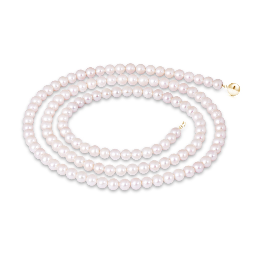 7.5-8mm Ball Clasp 30" Freshwater Pearl Single Line Opera Strand in Yellow Gold
