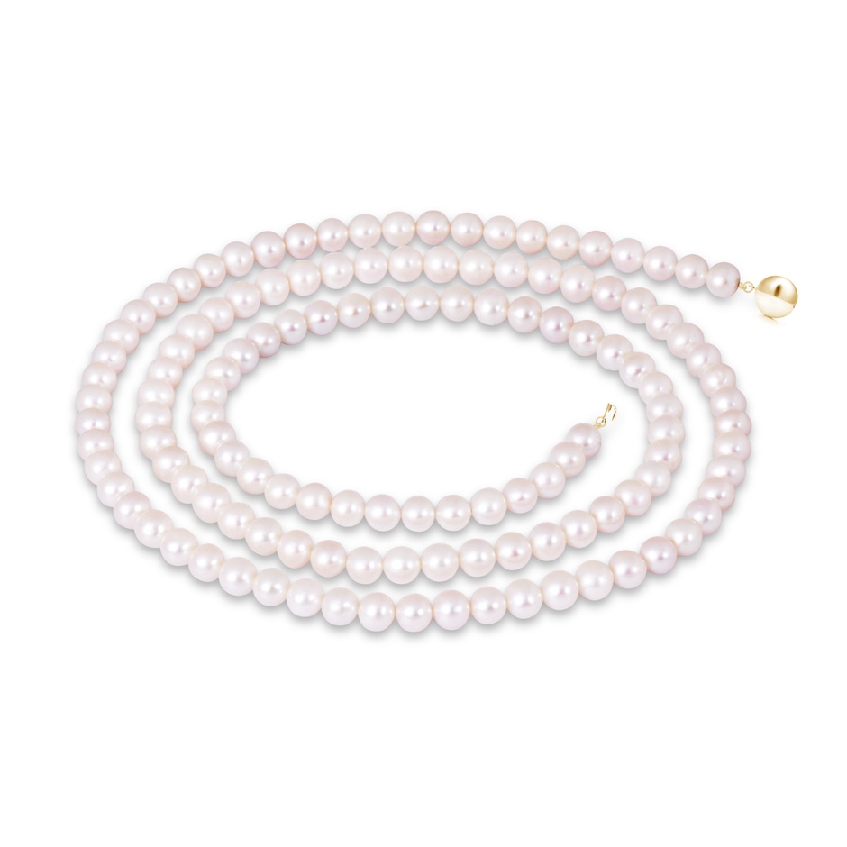 7.5-8mm Ball Clasp 30" Freshwater Pearl Single Line Opera Strand in Yellow Gold 