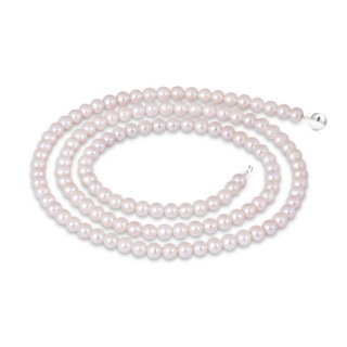 Ball Clasp 7.5-8mm 40" Freshwater Cultured Pearl Single Line Rope in White Gold