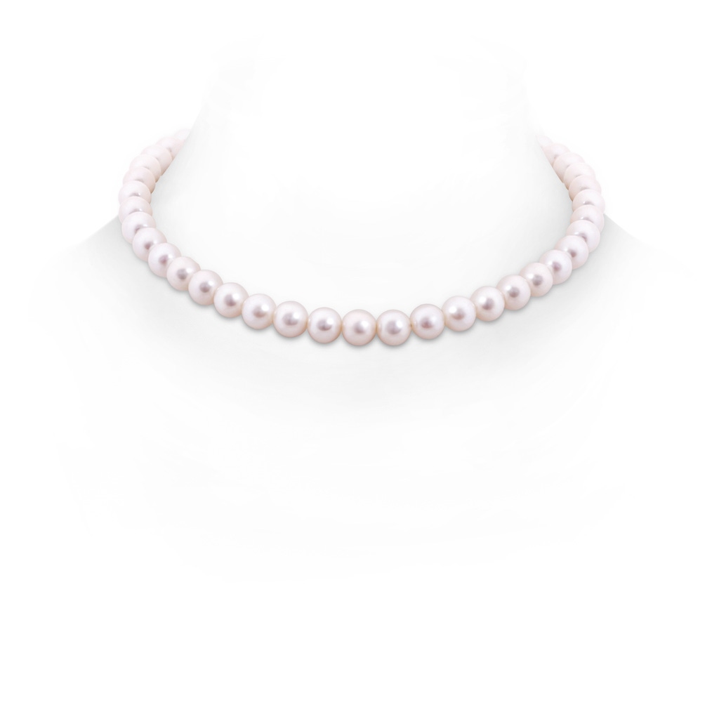 8-8.5mm Ball Clasp 16" Freshwater Pearl Single Strand Choker Necklace in White Gold