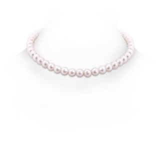 8-8.5mm Ball Clasp 16" Freshwater Pearl Single Strand Choker Necklace in White Gold