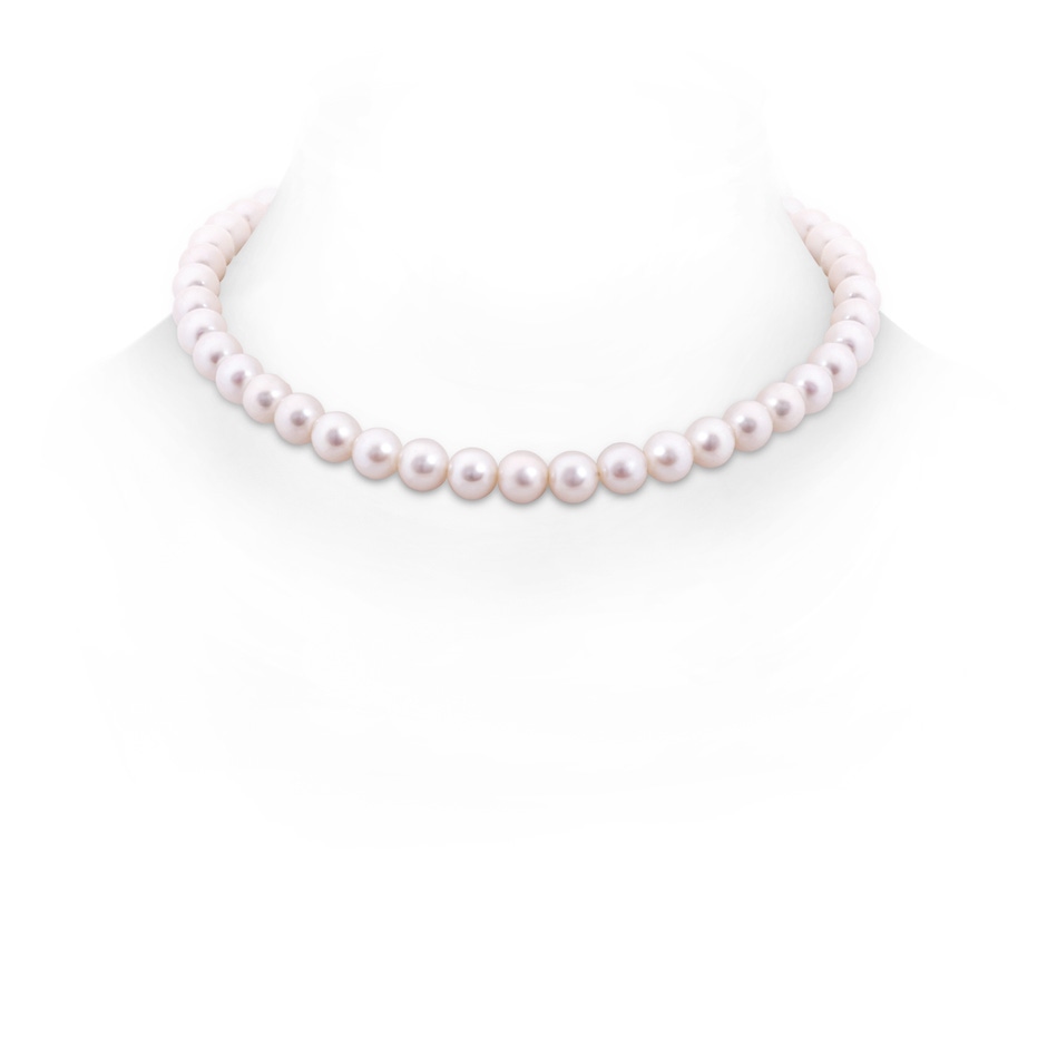 8-8.5mm Ball Clasp 16" Freshwater Pearl Single Strand Choker Necklace in White Gold 