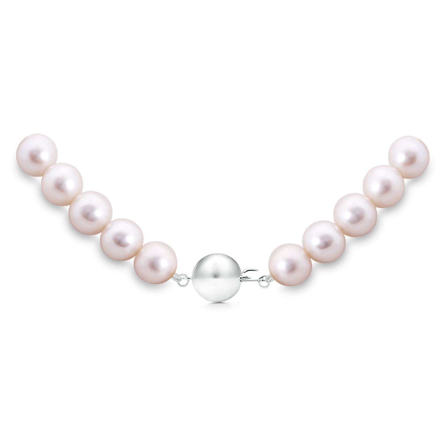 8-8.5mm Ball Clasp 16" Freshwater Pearl Single Strand Choker Necklace in White Gold - side 5