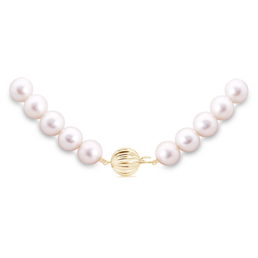 8-8.5mm Corrugated Ball 16" Freshwater Pearl Single Strand Choker Necklace in Yellow Gold Product Image