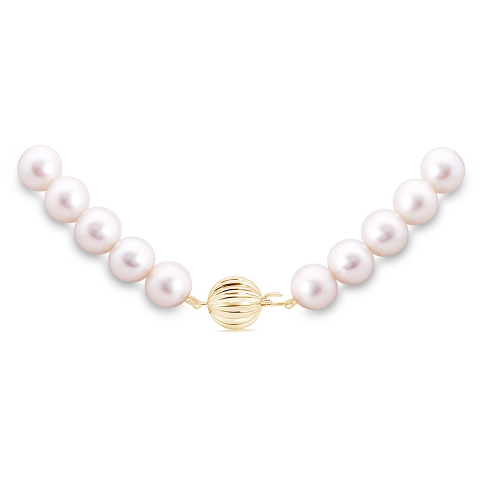 8-8.5mm Corrugated Ball 16" Freshwater Pearl Single Strand Choker Necklace in Yellow Gold product image