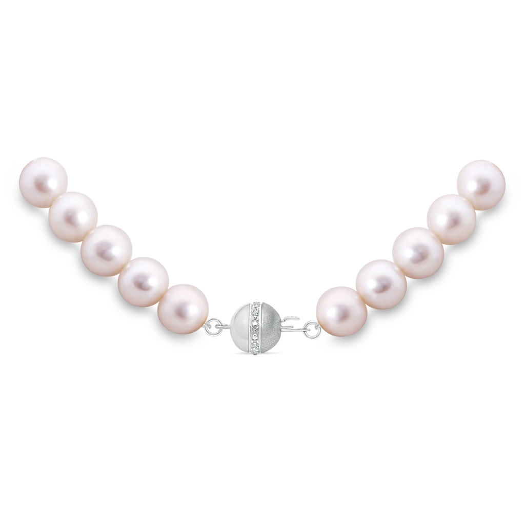 8-8.5mm Semi Frosted Diamond Clasp 16" Freshwater Pearl Single Strand Choker Necklace in White Gold Product Image