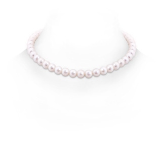 8-8.5mm Semi Frosted Diamond Clasp 16" Freshwater Pearl Single Strand Choker Necklace in Yellow Gold