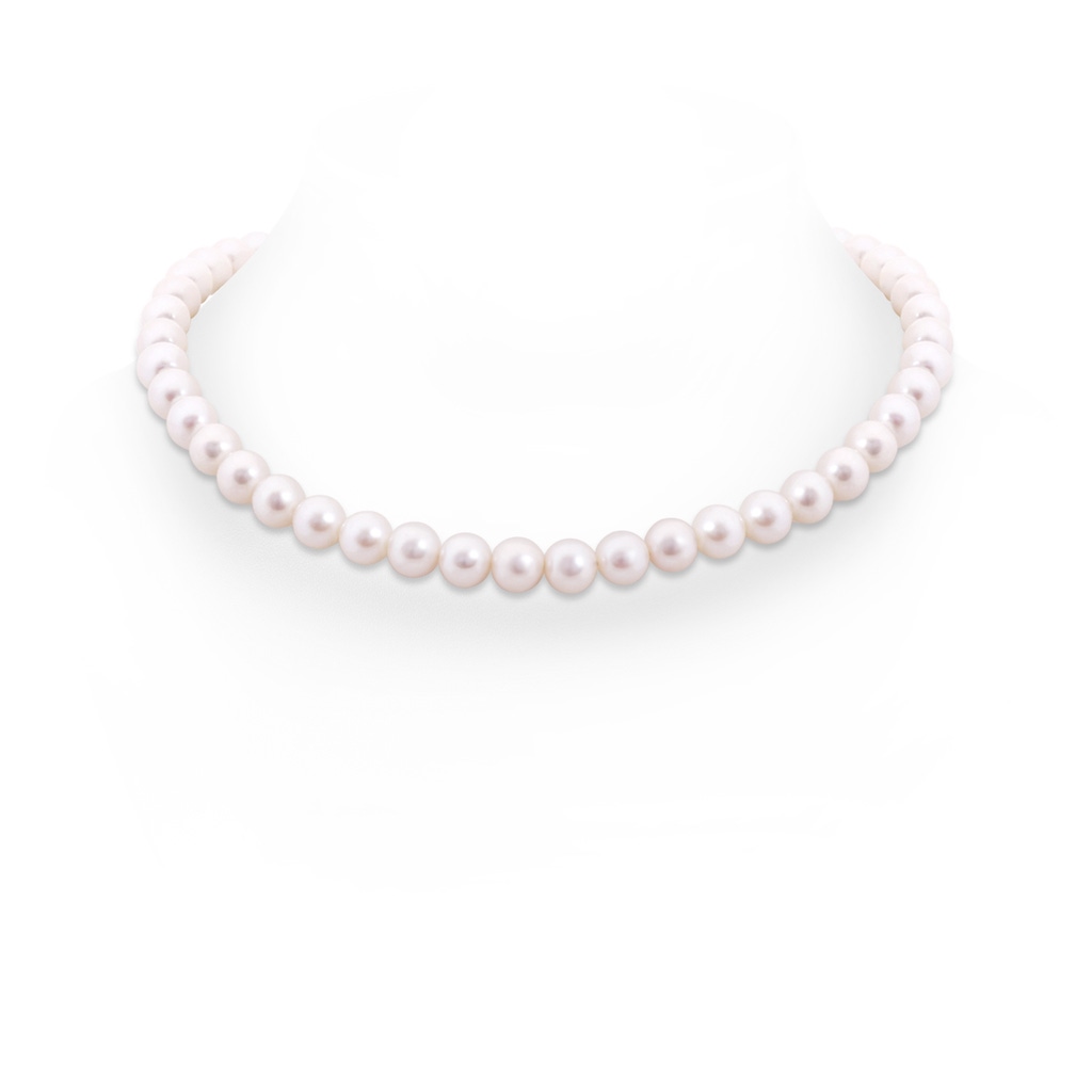 8-8.5mm Ball Clasp 18" Freshwater Cultured Pearl Single Strand Necklace in White Gold