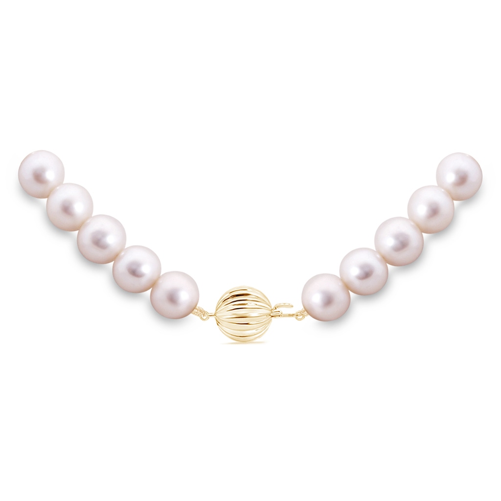 8-8.5mm Corrugated Ball 18" Freshwater Cultured Pearl Single Strand Necklace in Yellow Gold Product Image