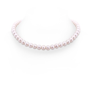 8-8.5mm Single Row Bow 18" Freshwater Cultured Pearl Single Strand Necklace in White Gold