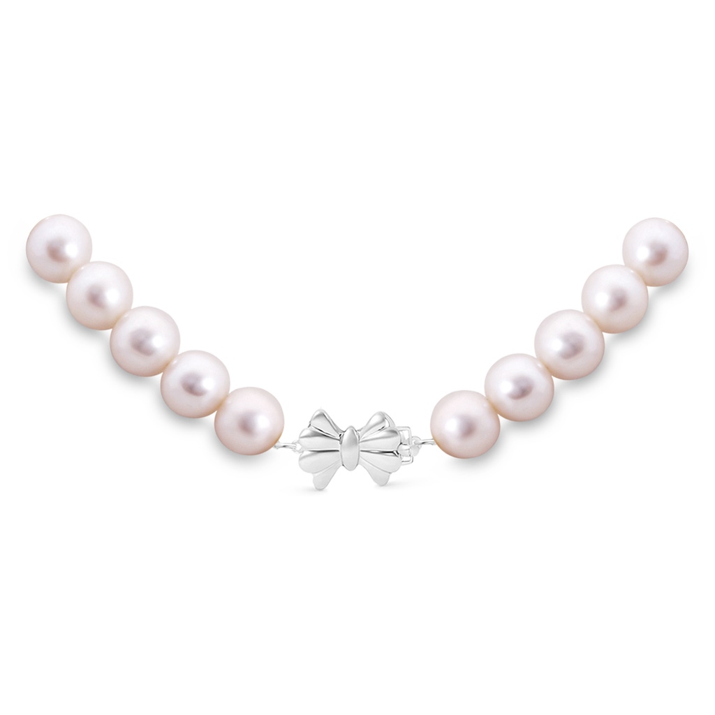 8-8.5mm Single Row Bow 18" Freshwater Cultured Pearl Single Strand Necklace in White Gold Product Image