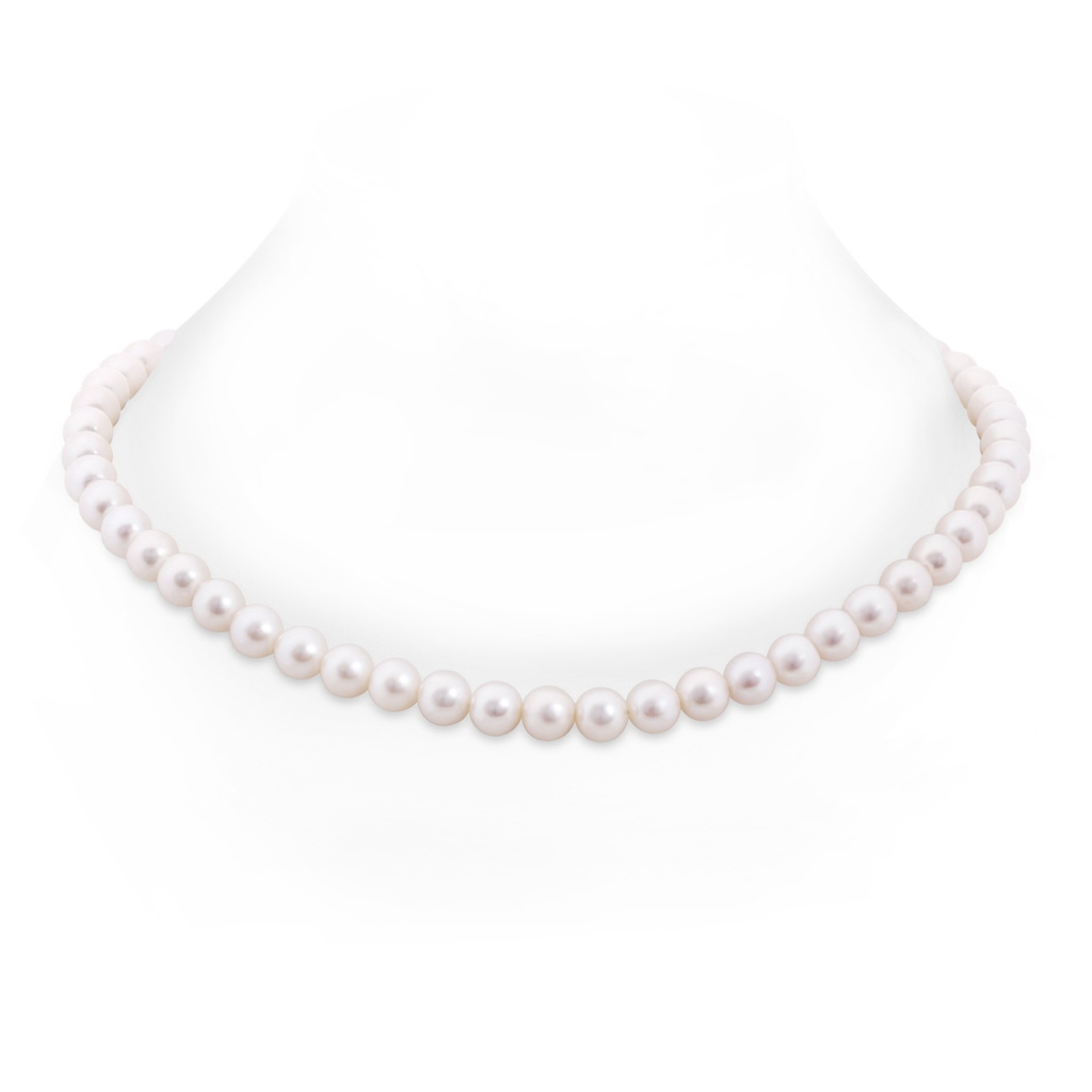 8-8.5mm Ball Clasp 22" Freshwater Pearl Single Strand Matinee Necklace in White Gold 