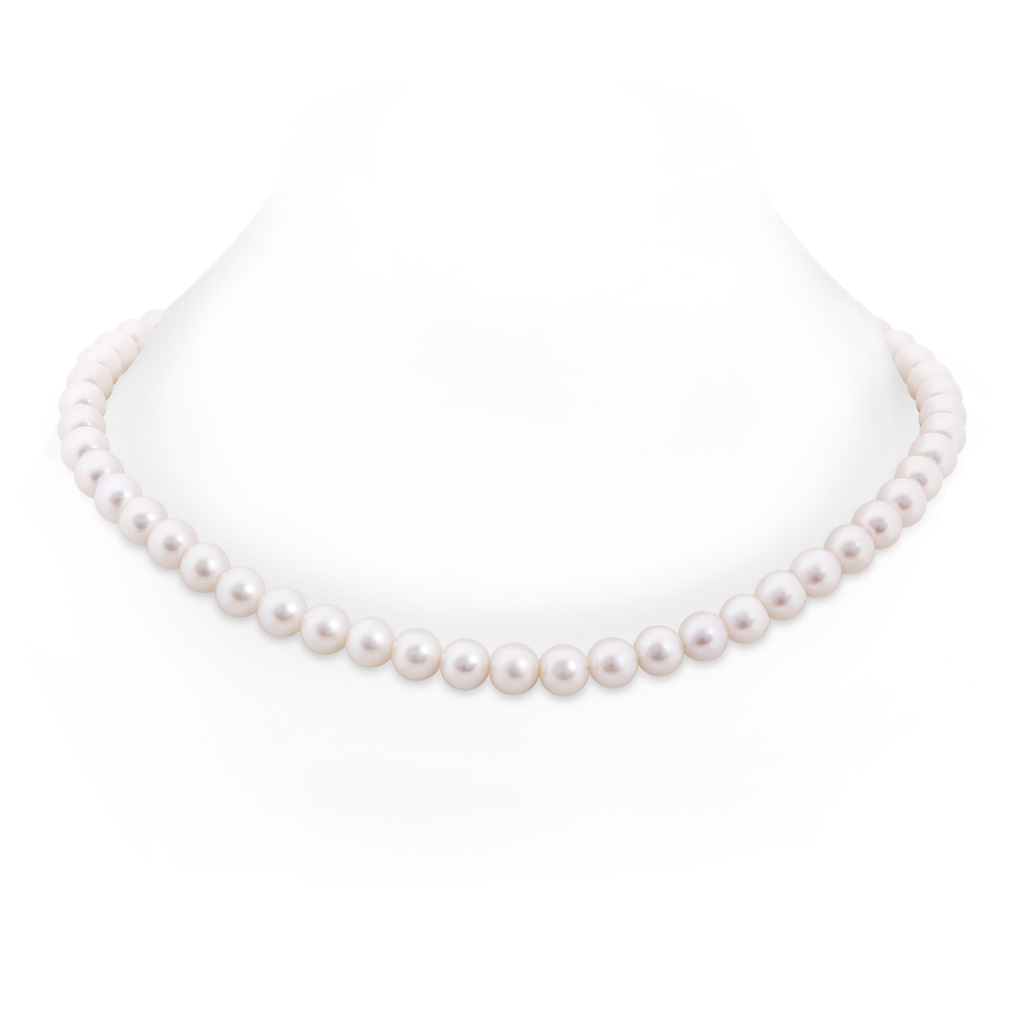 8-8.5mm Ball Clasp 22" Freshwater Pearl Single Strand Matinee Necklace in White Gold