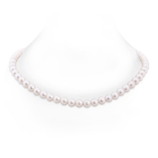 8-8.5mm Ball Clasp 22" Freshwater Pearl Single Strand Matinee Necklace in White Gold