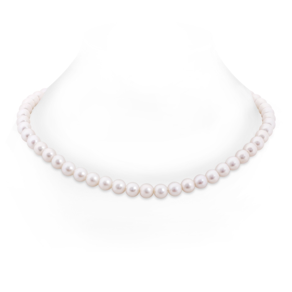 8-8.5mm Ball Clasp 22" Freshwater Pearl Single Strand Matinee Necklace in White Gold 