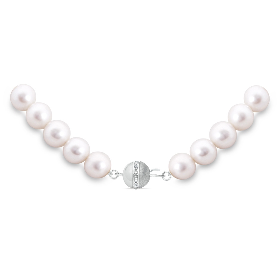 8-8.5mm Semi Frosted Diamond Clasp 22" Freshwater Pearl Single Strand Matinee Necklace in White Gold product image