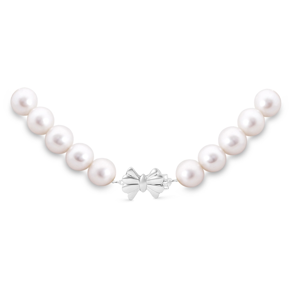 8-8.5mm Single Row Bow 22" Freshwater Pearl Single Strand Matinee Necklace in White Gold product image