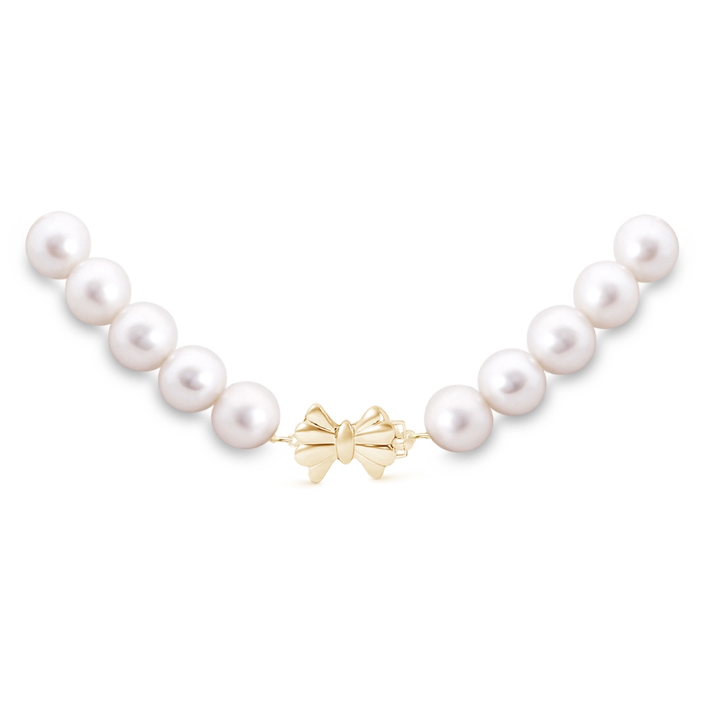 8-8.5mm Single Row Bow 22" Freshwater Pearl Single Strand Matinee Necklace in Yellow Gold Product Image