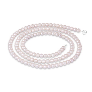 Ball Clasp 8-8.5mm 40" Freshwater Cultured Pearl Single Strand Rope Necklace in White Gold