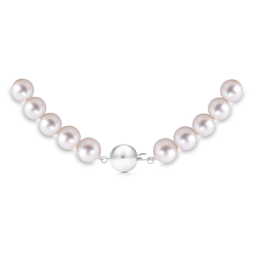 9-10mm Ball Clasp 18" Single Strand Freshwater Pearl Necklace in White Gold Product Image