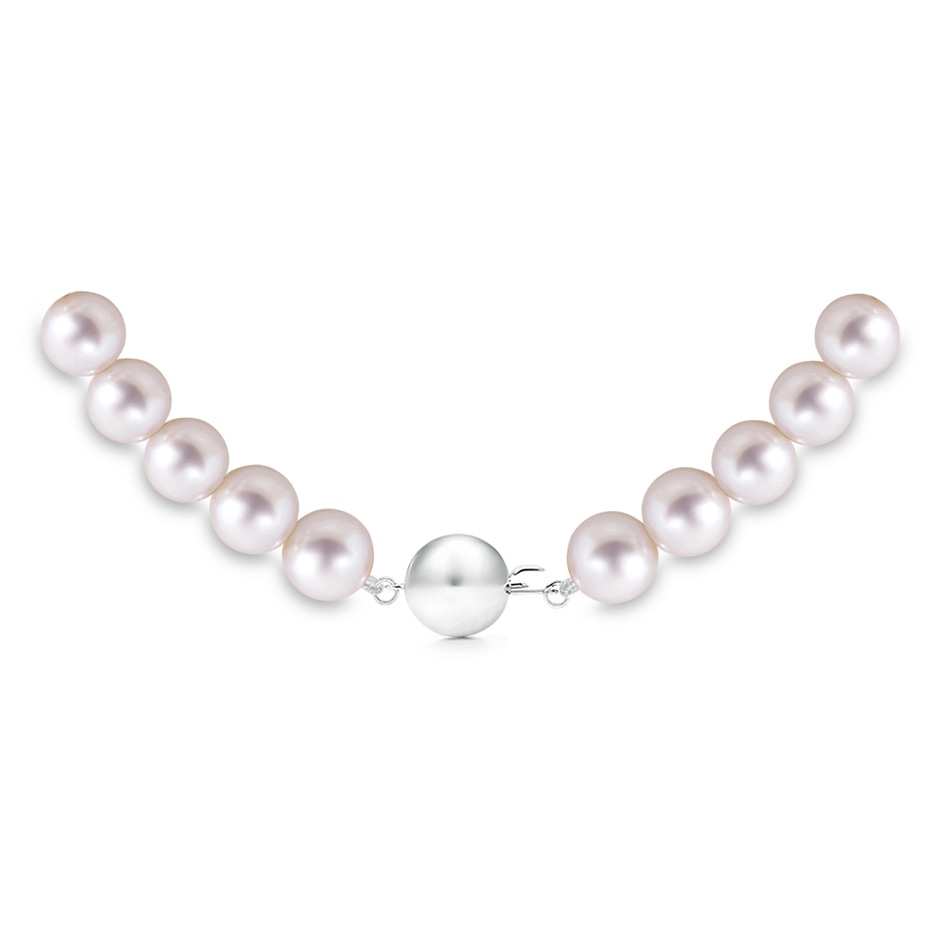 9-10mm Ball Clasp 18" Single Strand Freshwater Pearl Necklace in White Gold product image