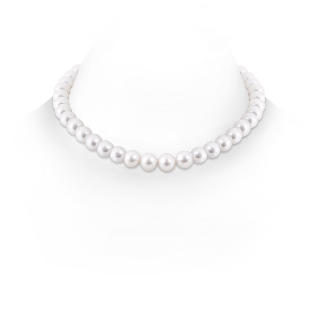 9-10mm Semi Frosted Diamond Clasp 18" Single Strand Freshwater Pearl Necklace in White Gold