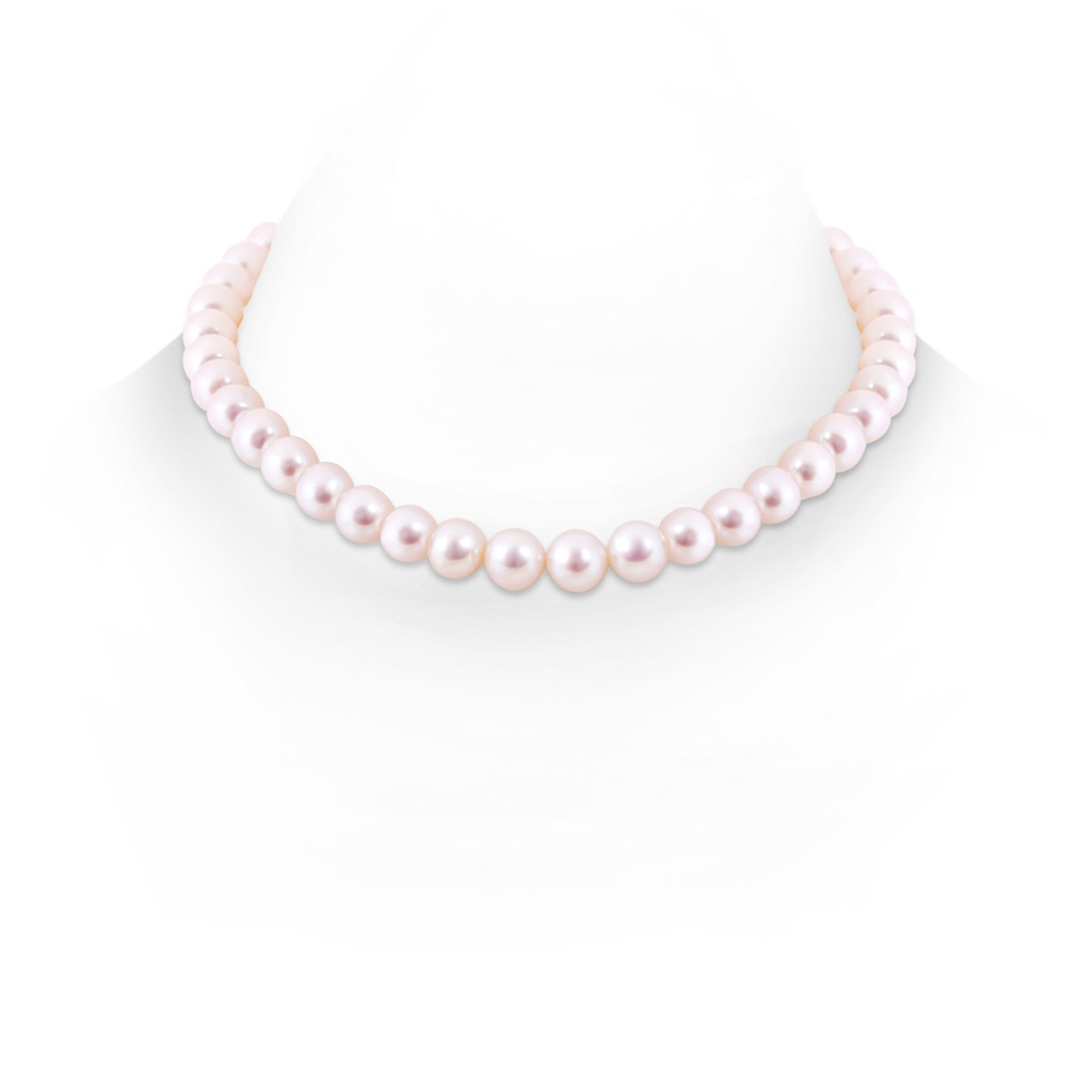 9-10mm Semi Frosted Diamond Clasp 18" Single Strand Freshwater Pearl Necklace in Yellow Gold