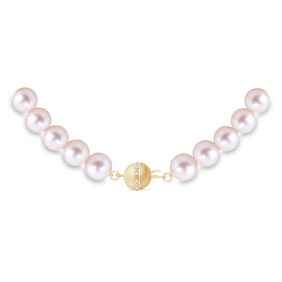 9-10mm Semi Frosted Diamond Clasp 18" Single Strand Freshwater Pearl Necklace in Yellow Gold product image