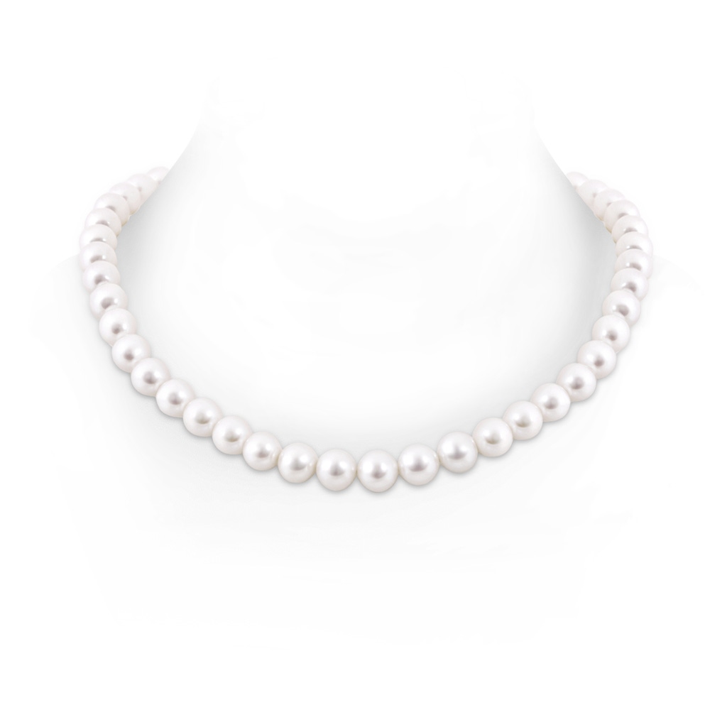 9-10mm Ball Clasp 22" Single Strand Freshwater Pearl Matinee Necklace in White Gold