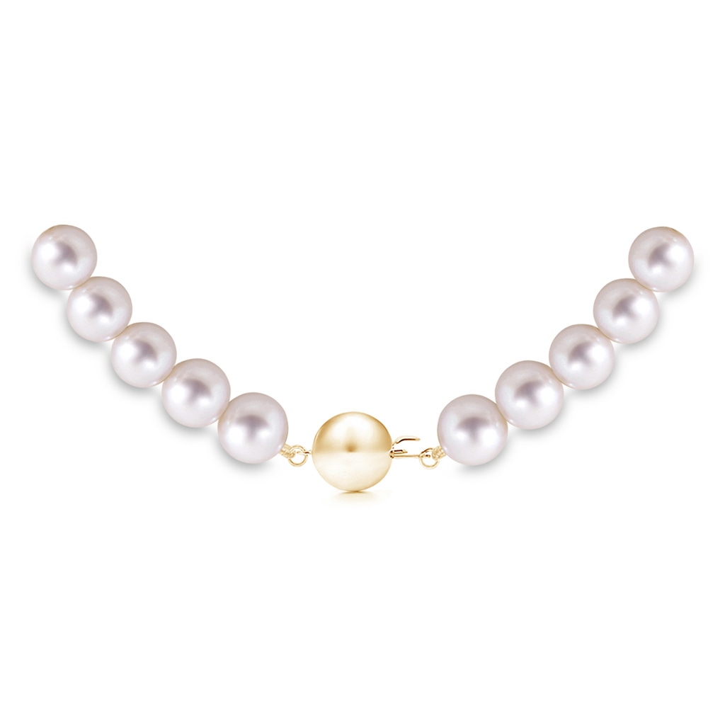 9-10mm Ball Clasp 22" Single Strand Freshwater Pearl Matinee Necklace in Yellow Gold Product Image