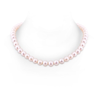 9-10mm Semi Frosted Diamond Clasp 22" Single Strand Freshwater Pearl Matinee Necklace in White Gold