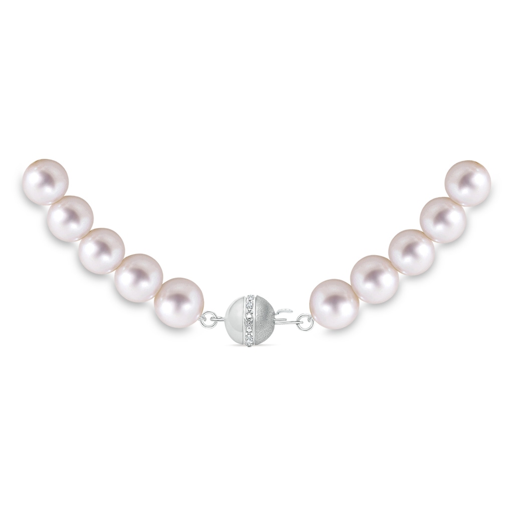 9-10mm Semi Frosted Diamond Clasp 22" Single Strand Freshwater Pearl Matinee Necklace in White Gold Product Image