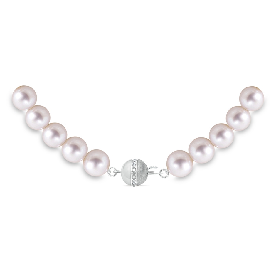 9-10mm Semi Frosted Diamond Clasp 22" Single Strand Freshwater Pearl Matinee Necklace in White Gold product image