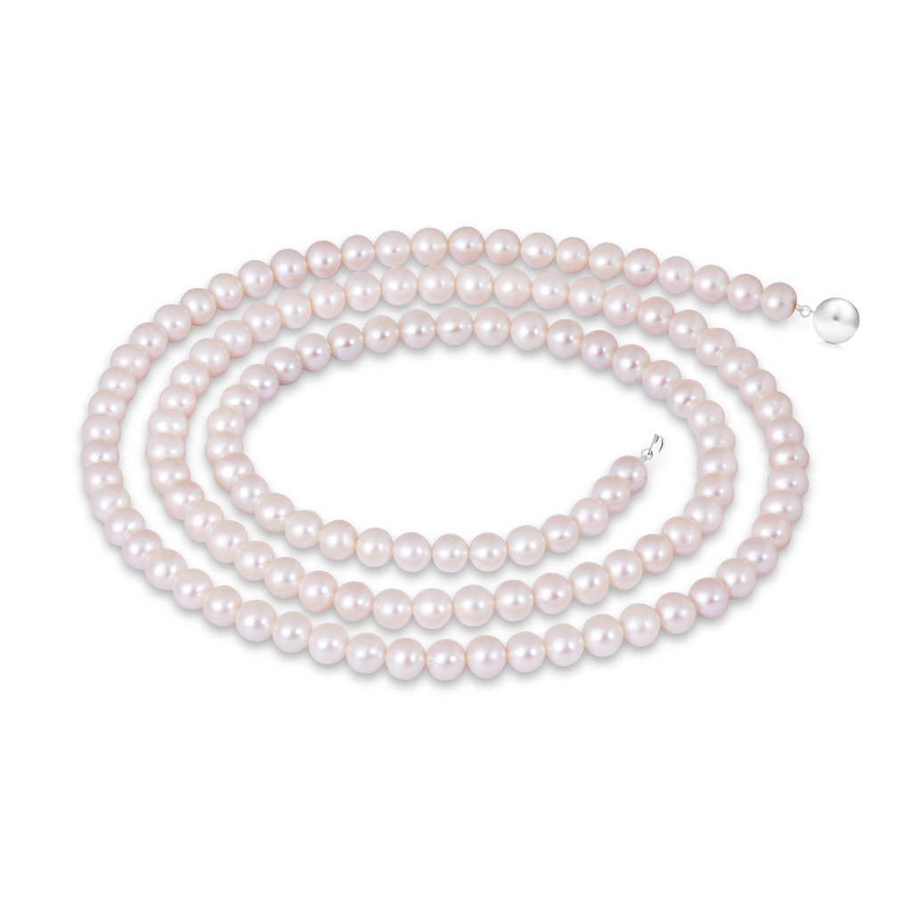 9-10mm Ball Clasp 30" Single Strand Freshwater Pearl Opera Necklace in White Gold